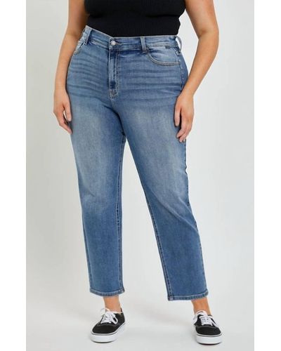 cello Mid Rise Crop Mom Jeans - Blue