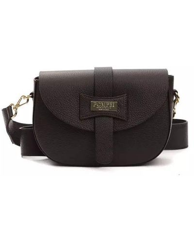 Pompei Donatella Chic Leather Crossbody Bag - Black