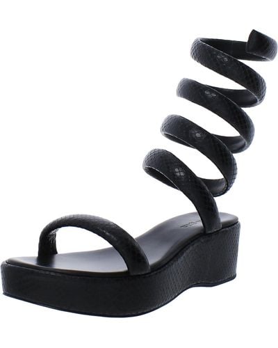 Cult Gaia Gabi Leather Open Toe Platform Sandals - Black