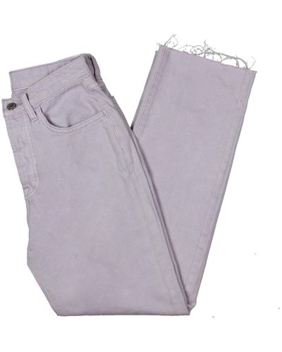 7 For All Mankind Cotton Raw Hem Straight Leg Jeans - Purple