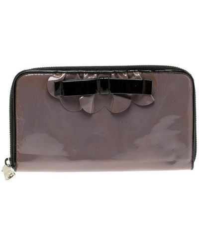 Miu Miu Lilac Patent Leather Zip Around Wallet - Purple
