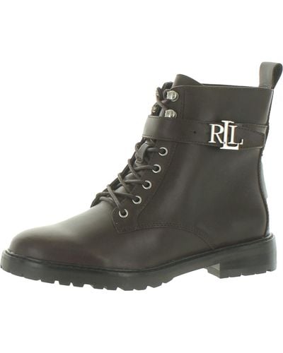 Lauren by Ralph Lauren Elridge Leather Lace-up Ankle Boots - Black