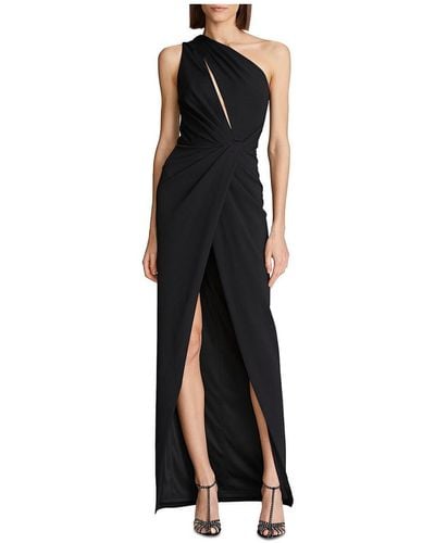 Halston Celeste Jersey One Shoulder Evening Dress - Black