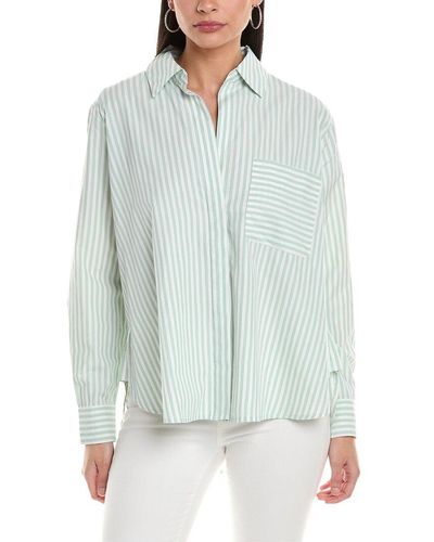 French Connection Stripe Relaxed Popover Shirt - Green