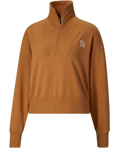 PUMA Infuse Half-zip Oversized Sweatshirt - Brown
