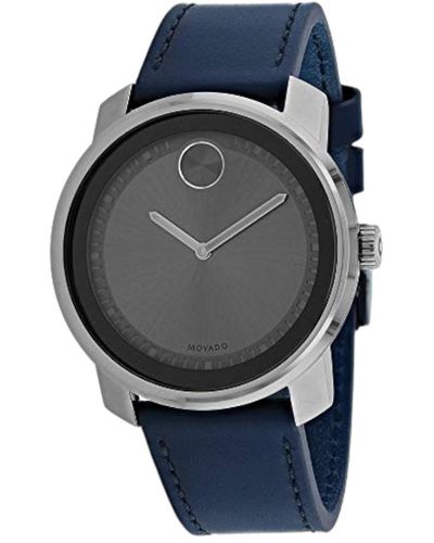 Movado Bold 3600673 Trend Gray Dial Blue Band Quartz Watch