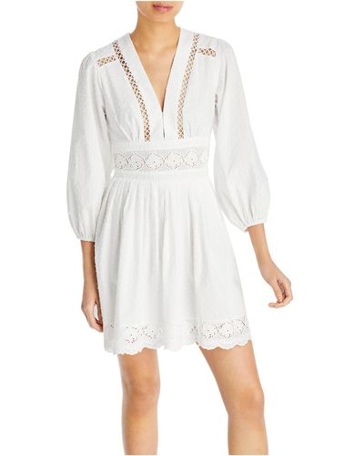 Aqua Cotton Short Mini Dress - White