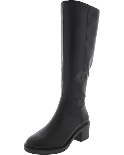 INC Chrissie P Faux Leather Block Heels Knee-high Boots - Black