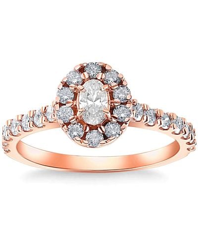 Pompeii3 1ct Tw Diamond & Oval Moissanite Halo Engagement Ring 10k Rose Gold - Metallic