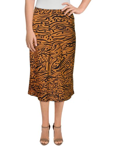 BCBGeneration Woven Tiger Print Midi Skirt - Brown