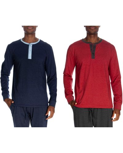 Unsimply Stitched 3 Button Long Sleeve Henley 2 Pack - Blue
