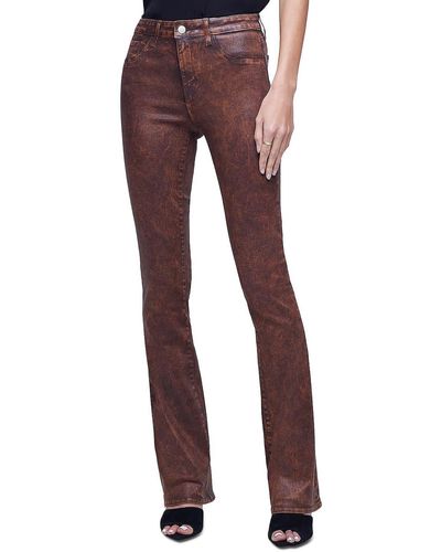 L'Agence Selma High Rise Coated Bootcut Jeans - Brown