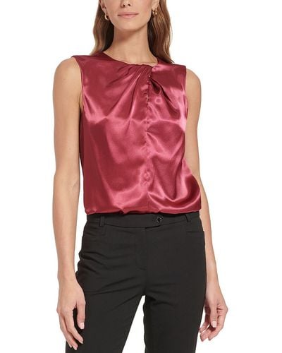 Calvin Klein Satin Pleated Shell - Red