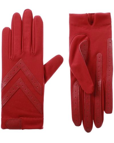 Isotoner Chevron Shortie Gloves - Red