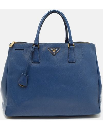 Prada Saffiano Leather Large Galleria Tote - Blue
