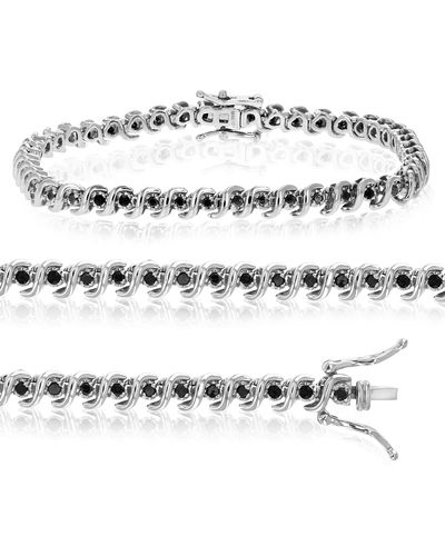 Vir Jewels 1 Cttw Black Diamond Bracelet .925 Sterling Classic S-link Round 7.75 Inch - Metallic