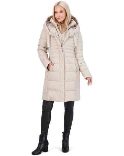 Tahari Casey Mid-length Warm Puffer Coat - Natural