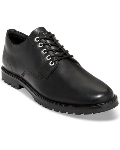 Cole Haan Midland Lug Plaintoe Leather Round Toe Oxfords - Black