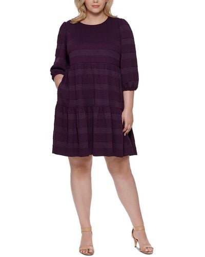 Jessica Howard Textured Striped Sweaterdress - Purple