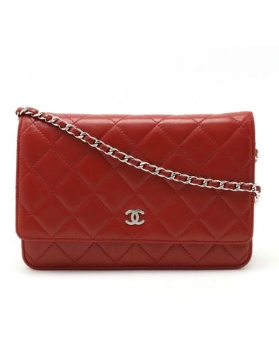 Chanel Wallet On Chain Leather Wallet (pre-owned) - Red