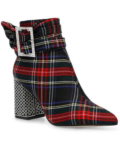 Betsey Johnson Millburn Twill Fabric Rhinestone Heel Ankle Boots - Black