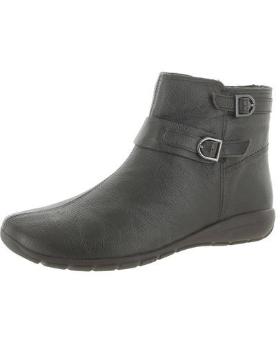 Easy Spirit Aurelia Leather Booties Ankle Boots - Gray
