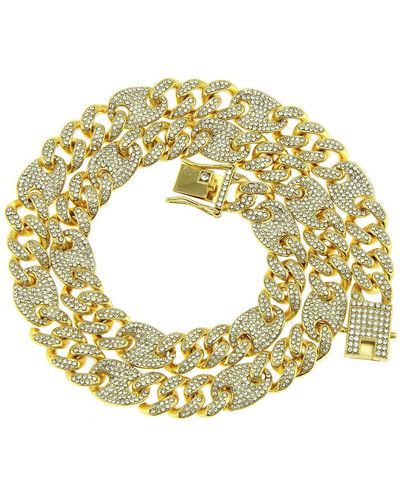 Stephen Oliver 18k Figaro Link Cz Necklace - Metallic