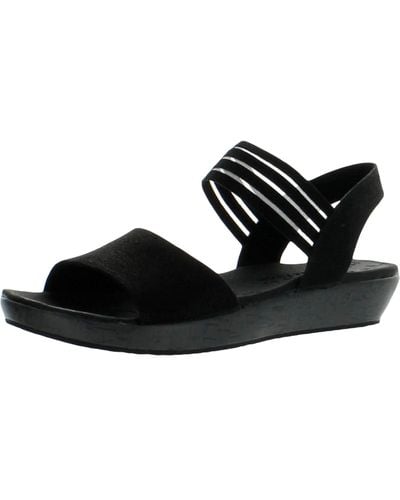 Skechers Brie Lo'profile Cushioned Footbed Summer Wedge Sandals - Black