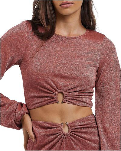 Charlie Holiday Layla Metallic Keyhole Cropped - Red