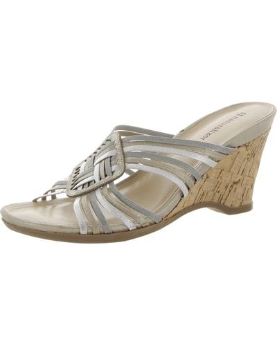 Naturalizer Victory Strappy Slip On Wedge Sandals - Gray