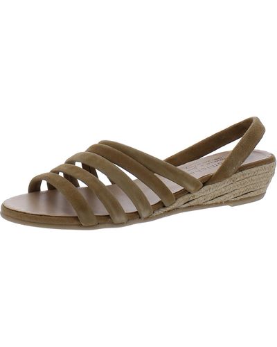 Eric Michael Suede Slingback Wedge Sandals - Brown