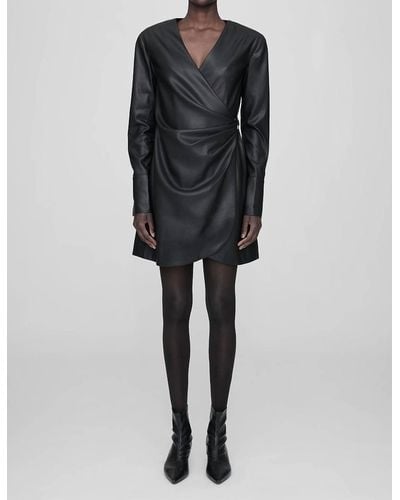 Anine Bing Joey Vegan Leather Mini Dress - Black