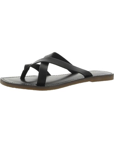 Madewell Boardwalk Leather Thong Slide Sandals - Black