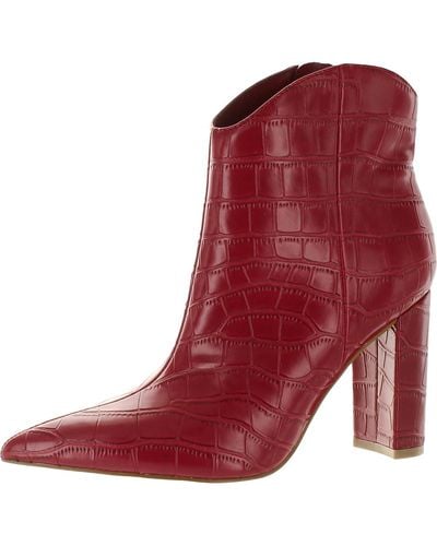 Marc Fisher Lezari Faux Leather Pointed Toe Ankle Boots - Red