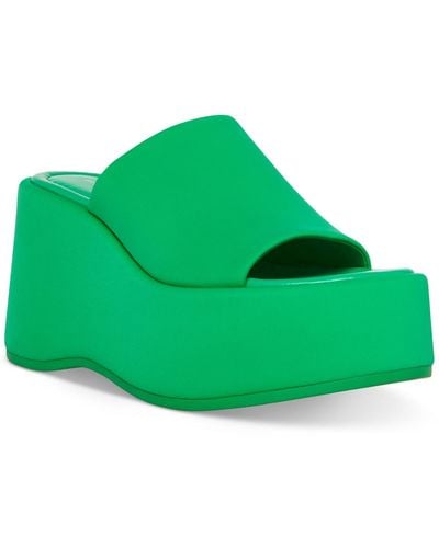 Madden Girl Nicco Faux Leather Slip On Platform Sandals - Green