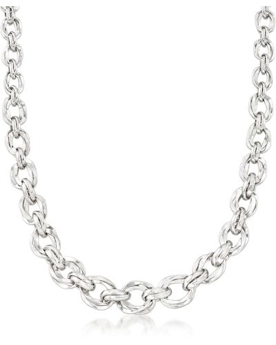 Ross-Simons Sterling Silver Graduated Oval-link Necklace - Metallic