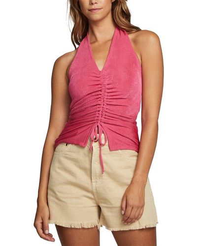 Chaser Brand Electric Slinky Rib Tie-front Tank - Red