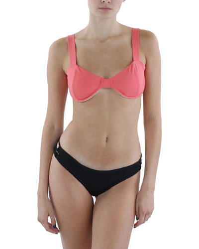 Aqua Halter Solid Bikini Swim Top - Pink
