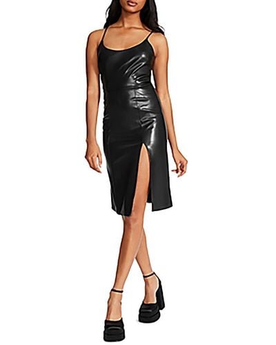 Steve Madden Giselle Faux Leather Sleeveless Cocktail And Party Dress - Black
