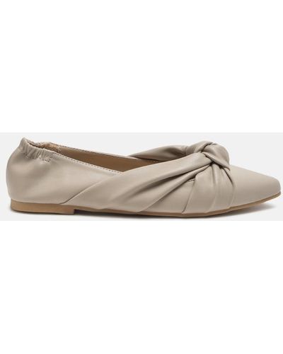 LONDON RAG Norma Knot Detail Elasticated Ballet Flats in White Lyst