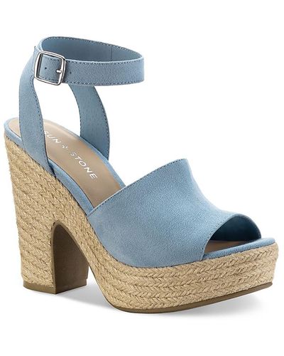 Sun & Stone Fey Microsuede Block Heel Platform Sandals - Blue