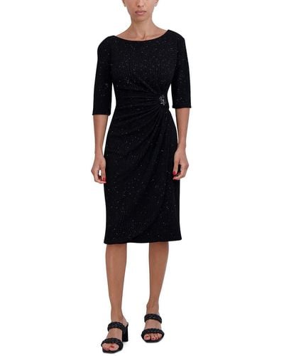 Signature By Robbie Bee Petites Embellished Knit Cocktail And Party Dress - Black