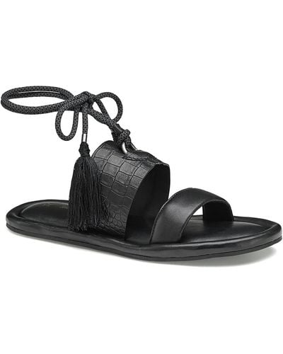 Johnston & Murphy Zoey Faux Leather Ankle Wrap Slide Sandals - Black