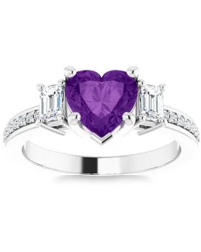 Pompeii3 7mm Amethyst Vintage Diamond Heart Shape Accent Ring - Purple