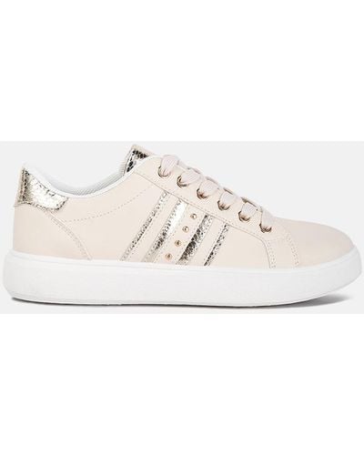 LONDON RAG Claude Faux Leather Back Panel Detail Sneakers - Natural