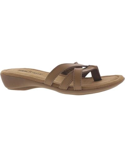 Minnetonka Sunny Leather Flip Flop Thong Sandals - Brown
