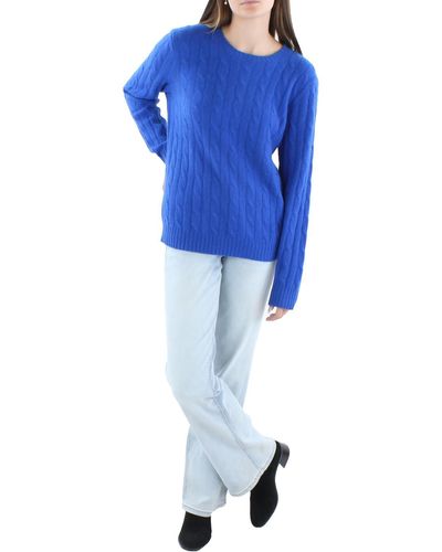 Polo Ralph Lauren Cashmere Cable Knit Crewneck Sweater - Blue