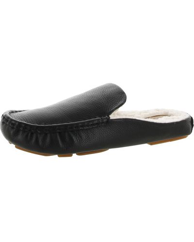 Gentle Souls Mina Driver Mule Cozy Leather Slip On Mule Sandals - Black