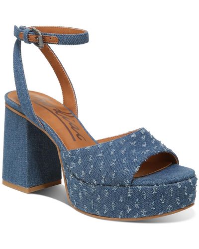 Zodiac Priya Denim Ankle Strap T-strap Sandals - Blue