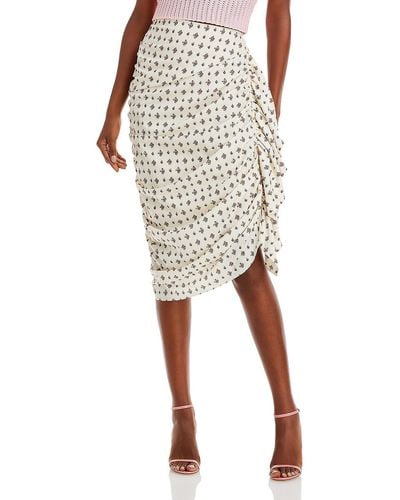 RHODE Felicity Ruffled Midi Asymmetrical Skirt - Natural
